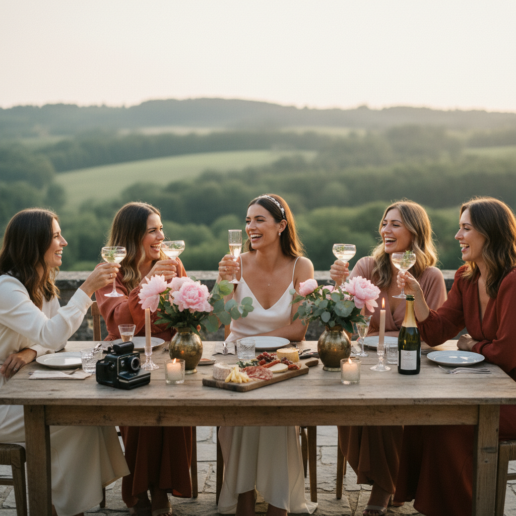 EVJF Belgique : weekend entre amies dans un gîte des Ardennes au coucher de soleil