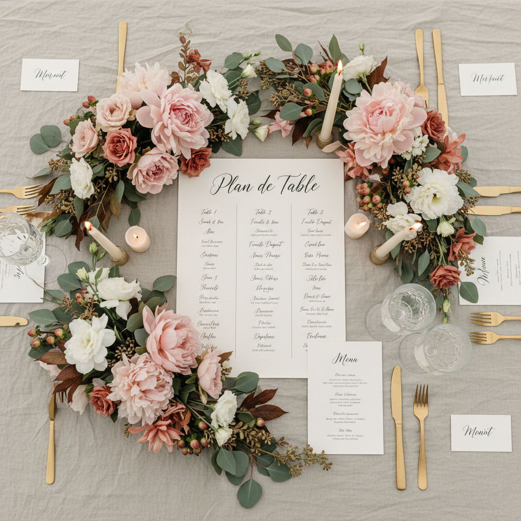 Placer 80 à 200 invités sans tension familiale : la méthode complète testée par WeWED. Formes de tables, cas délicats, timing imprimeur, tout y est.